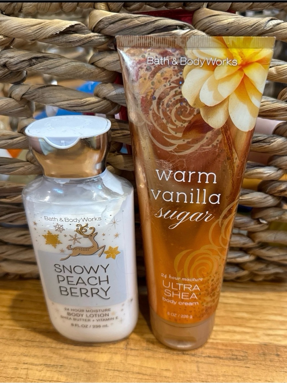 Bath and body works variety pack lotions snow peach berry & warm vanilla sugar